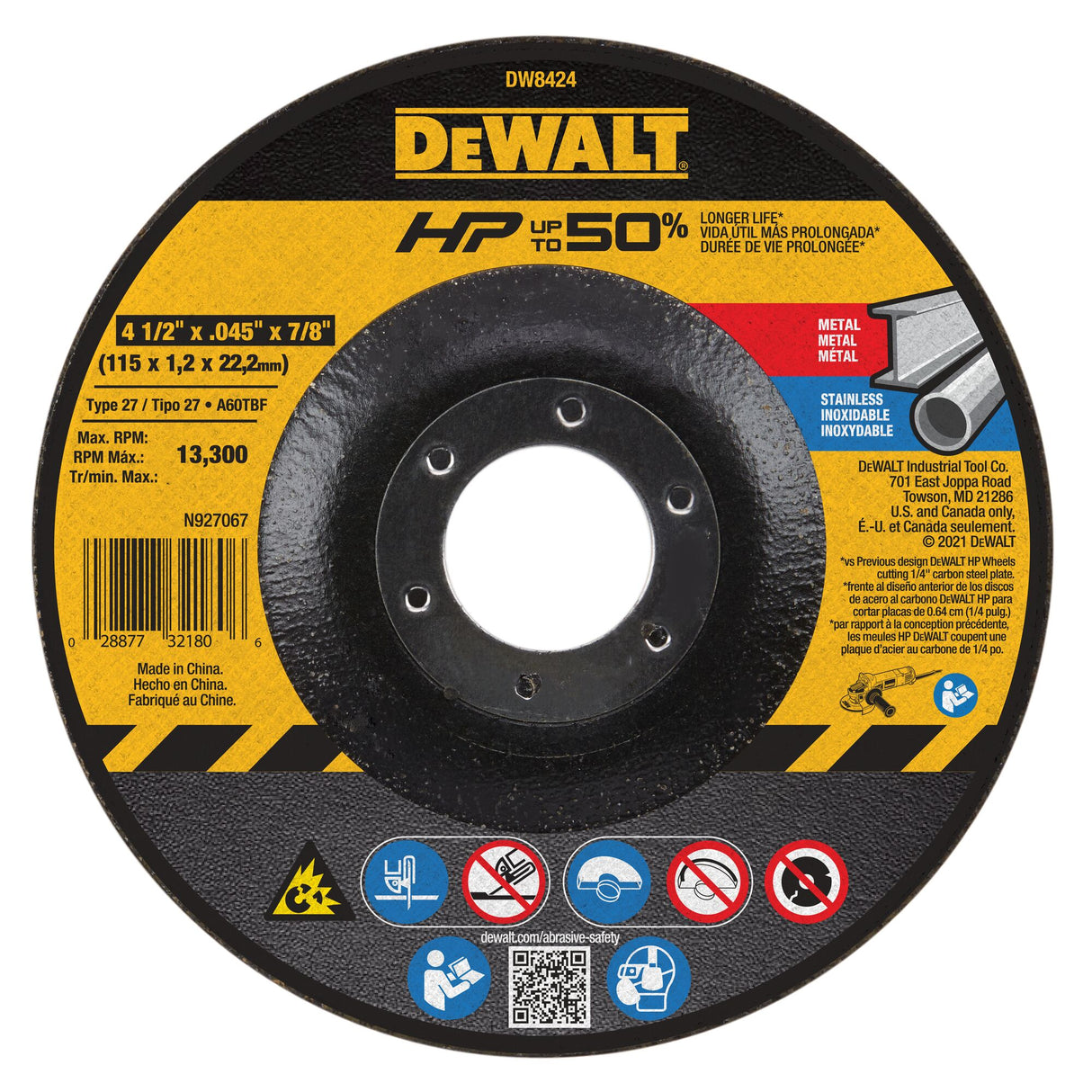 4.5-in Aluminum Oxide Cut-off Wheel DW8424-L