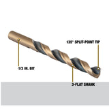 1/2-in x 6-in Black and Gold Coated Hss Aircraft Length Twist Drill Bit DW1615  G