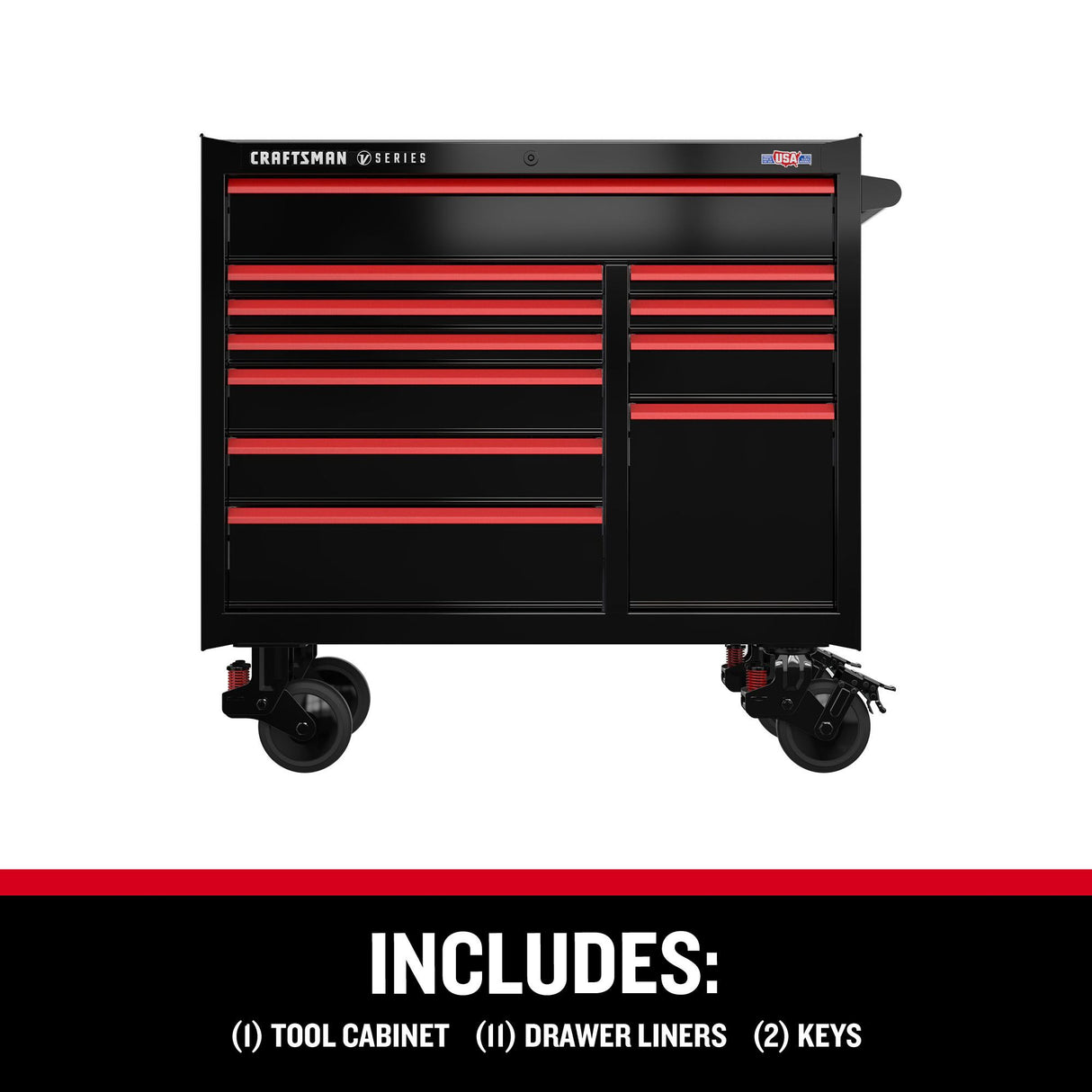 V-Series 41-in W x 40-in H 11-Drawer Steel Rolling Tool Cabinet (Black) CMSTVS4111BK