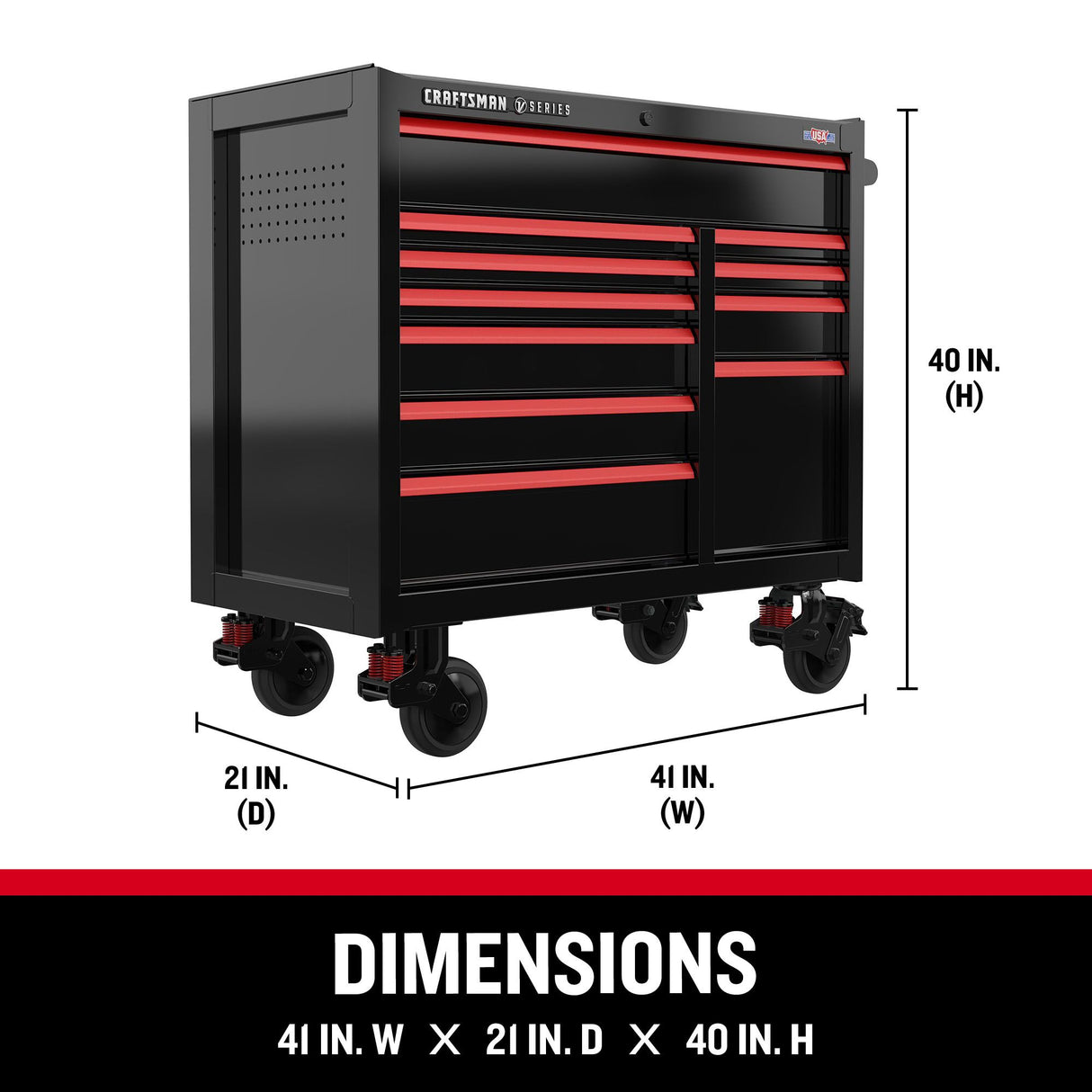 V-Series 41-in W x 40-in H 11-Drawer Steel Rolling Tool Cabinet (Black) CMSTVS4111BK