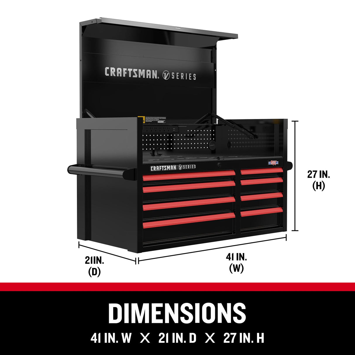 V-Series 41-in W x 27-in H 8-Drawer Steel Tool Chest (Black) CMSTVS4108BK