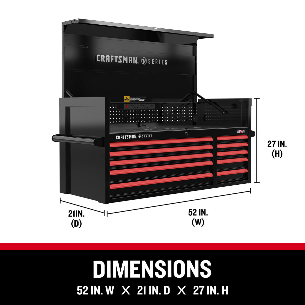 V-Series 52-in W x 27-in H 10-Drawer Steel Tool Chest (Black) CMSTVS5210BK