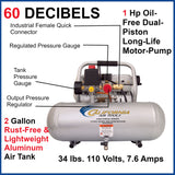 2-Gallon Portable Electric 125 PSI Horizontal Quiet Air Compressor 2010ALFC