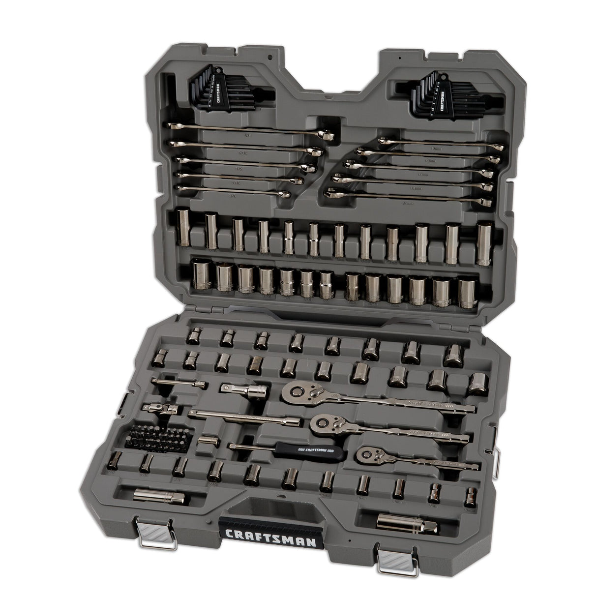 OVERDRIVE 121-Piece Standard (SAE) and Metric Gunmetal Chrome Mechanics Tool Set with Hard Case CMMT99121L