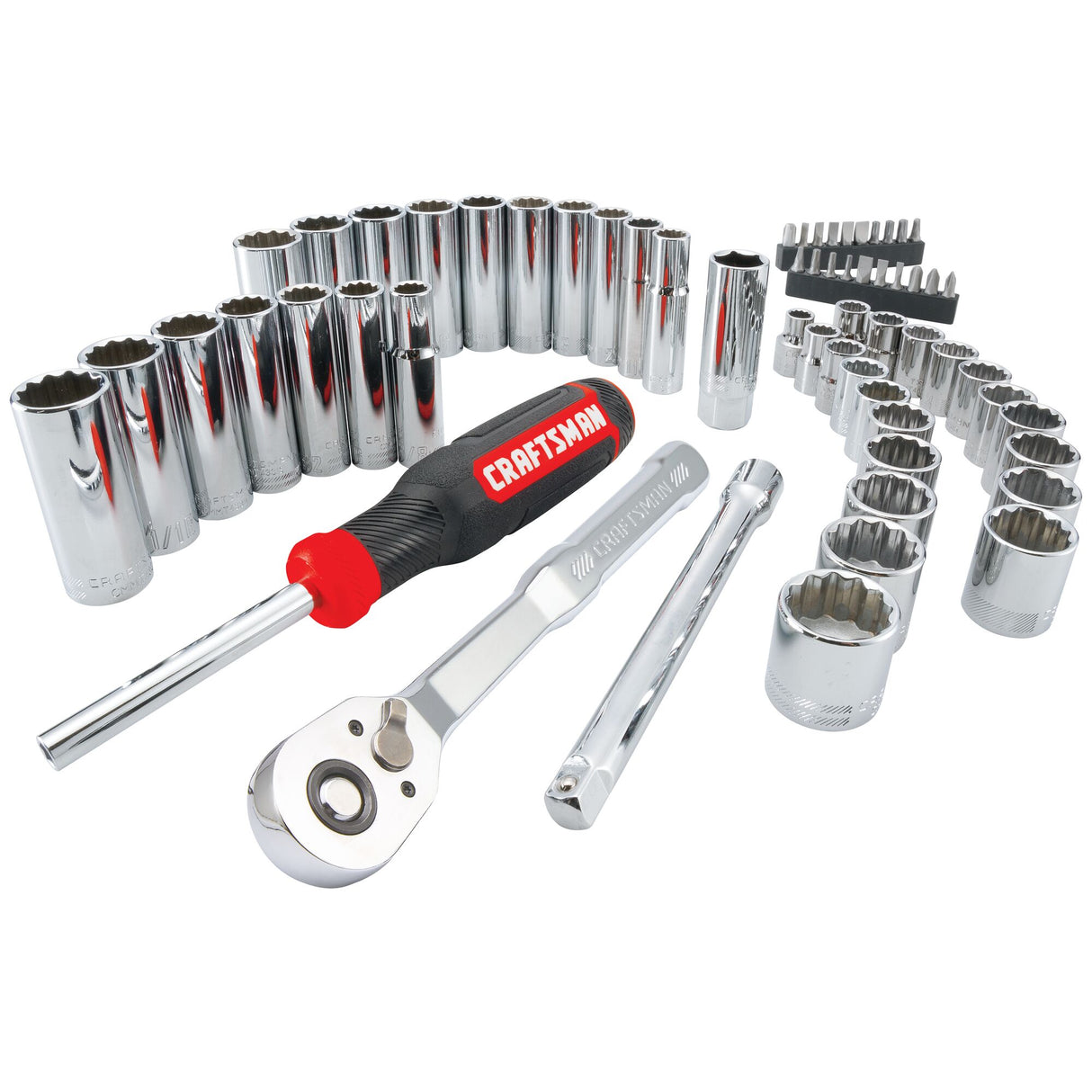 61-Piece Standard (SAE) and Metric Polished Chrome Mechanics Tool Set with Hard Case CMMT45161L