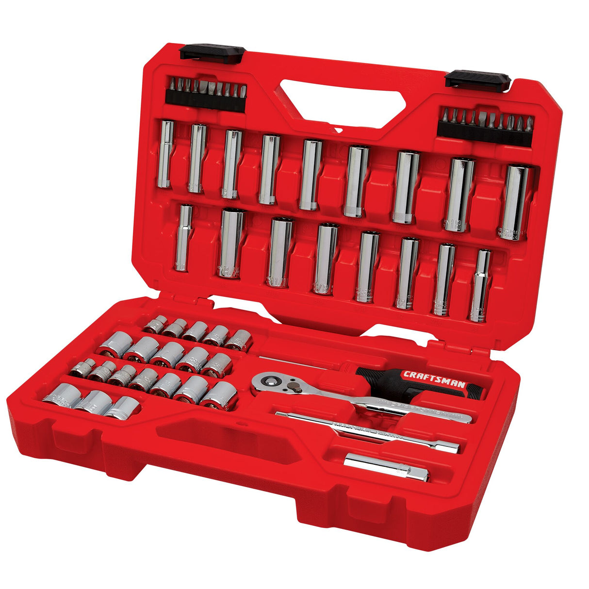 61-Piece Standard (SAE) and Metric Polished Chrome Mechanics Tool Set with Hard Case CMMT45161L