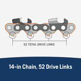 X-Cut S93G 52 Link Replacement Chainsaw Chain For 14-in, 0.05-in Gauge, 3/8-in Mini Pitch 597469552