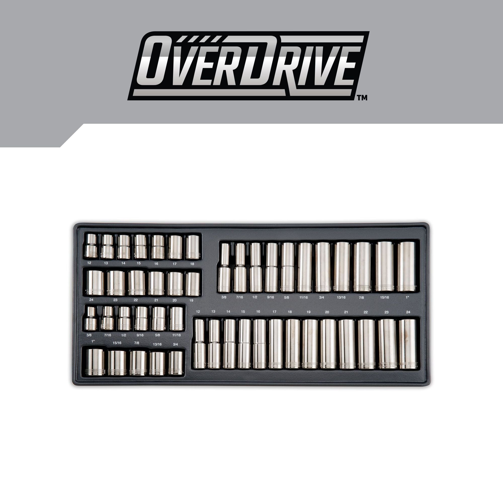 OVERDRIVE 284-Piece Standard (SAE) and Metric Gunmetal Chrome