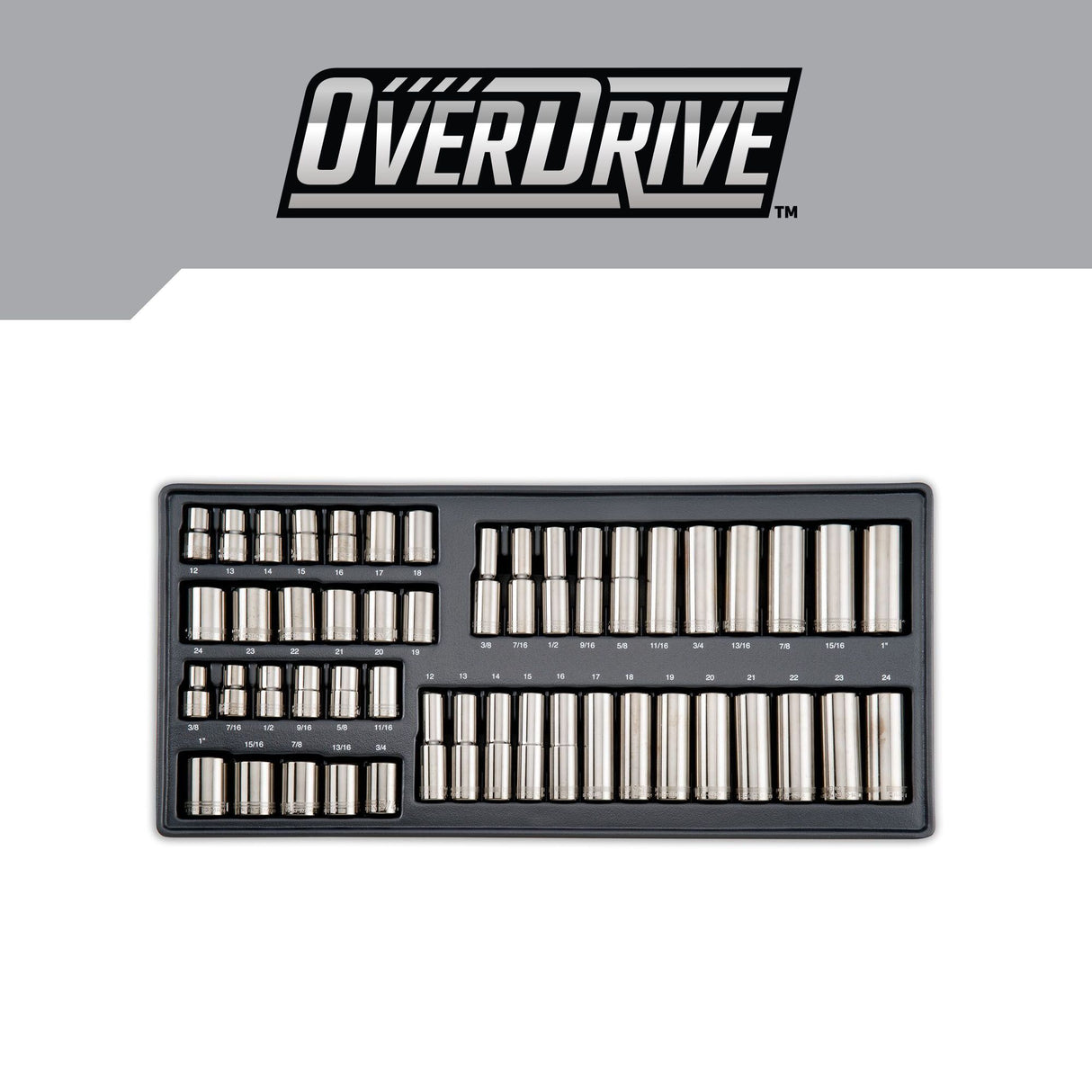 OVERDRIVE 284-Piece Standard (SAE) and Metric Gunmetal Chrome Mechanics Tool Set with Hard Case CMMT99284