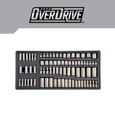 OVERDRIVE 284-Piece Standard (SAE) and Metric Gunmetal Chrome Mechanics Tool Set with Hard Case CMMT99284