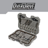 OVERDRIVE 154-Piece Standard (SAE) and Metric Gunmetal Chrome Mechanics Tool Set with Hard Case CMMT99154L