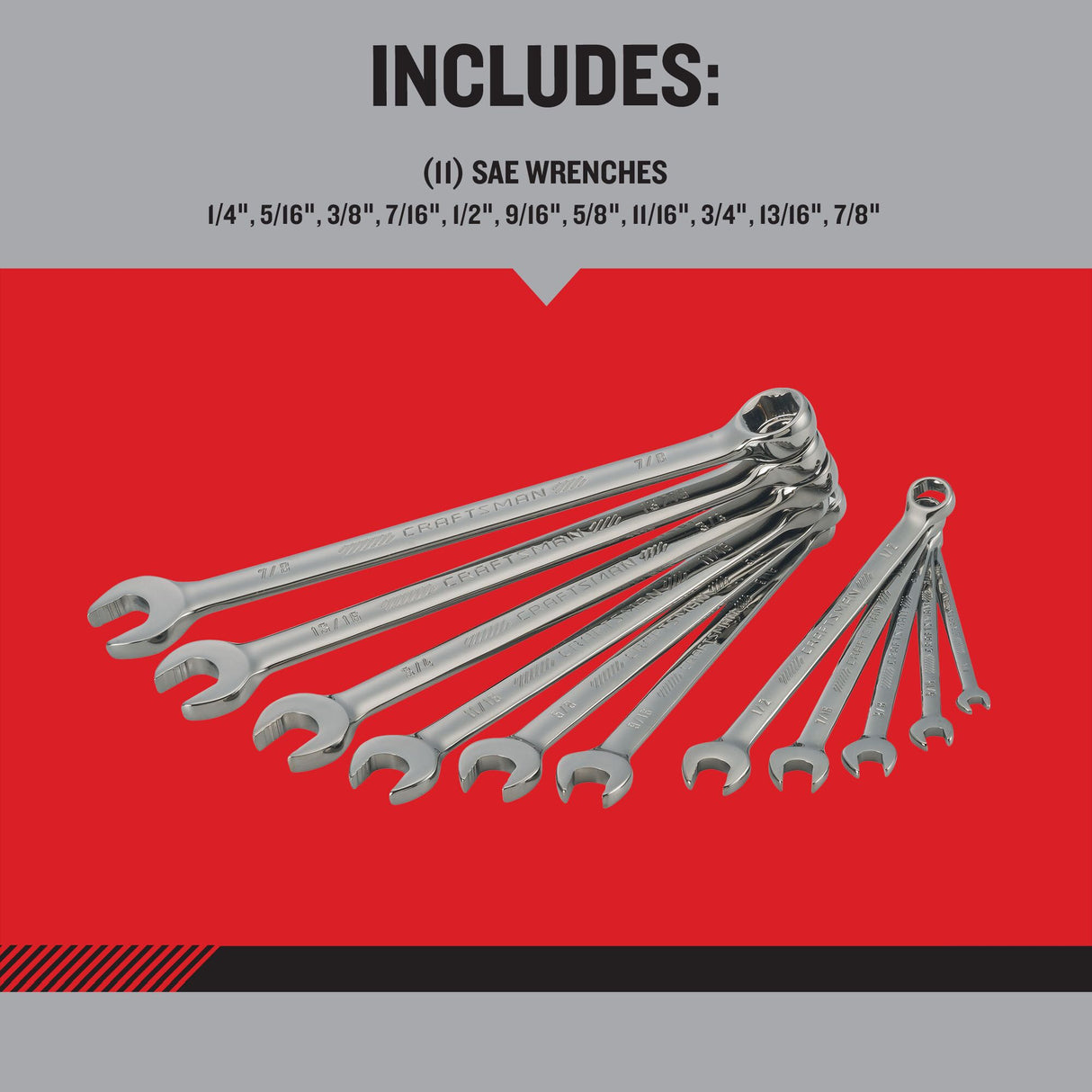 OVERDRIVE 11-Piece Set 6-point (Sae) Standard Extra Long Combination Wrench Includes Hard Case CMMT87711