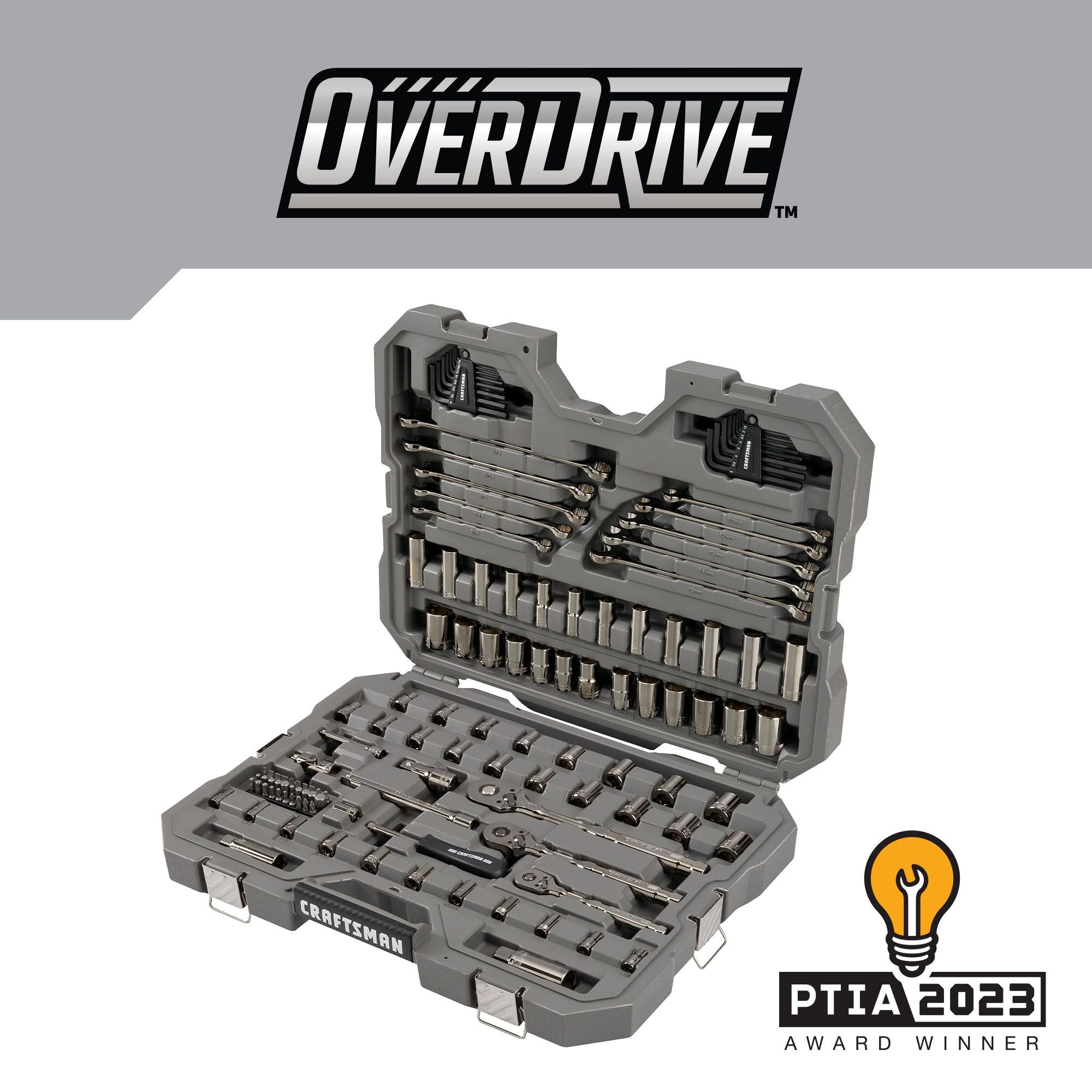 OVERDRIVE 121-Piece Standard (SAE) and Metric Gunmetal Chrome