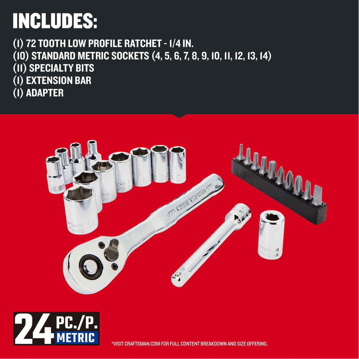 VERSASTACK 24-Piece Metric Polished Chrome Mechanics Tool Set with Hard Case CMMT12110LZ