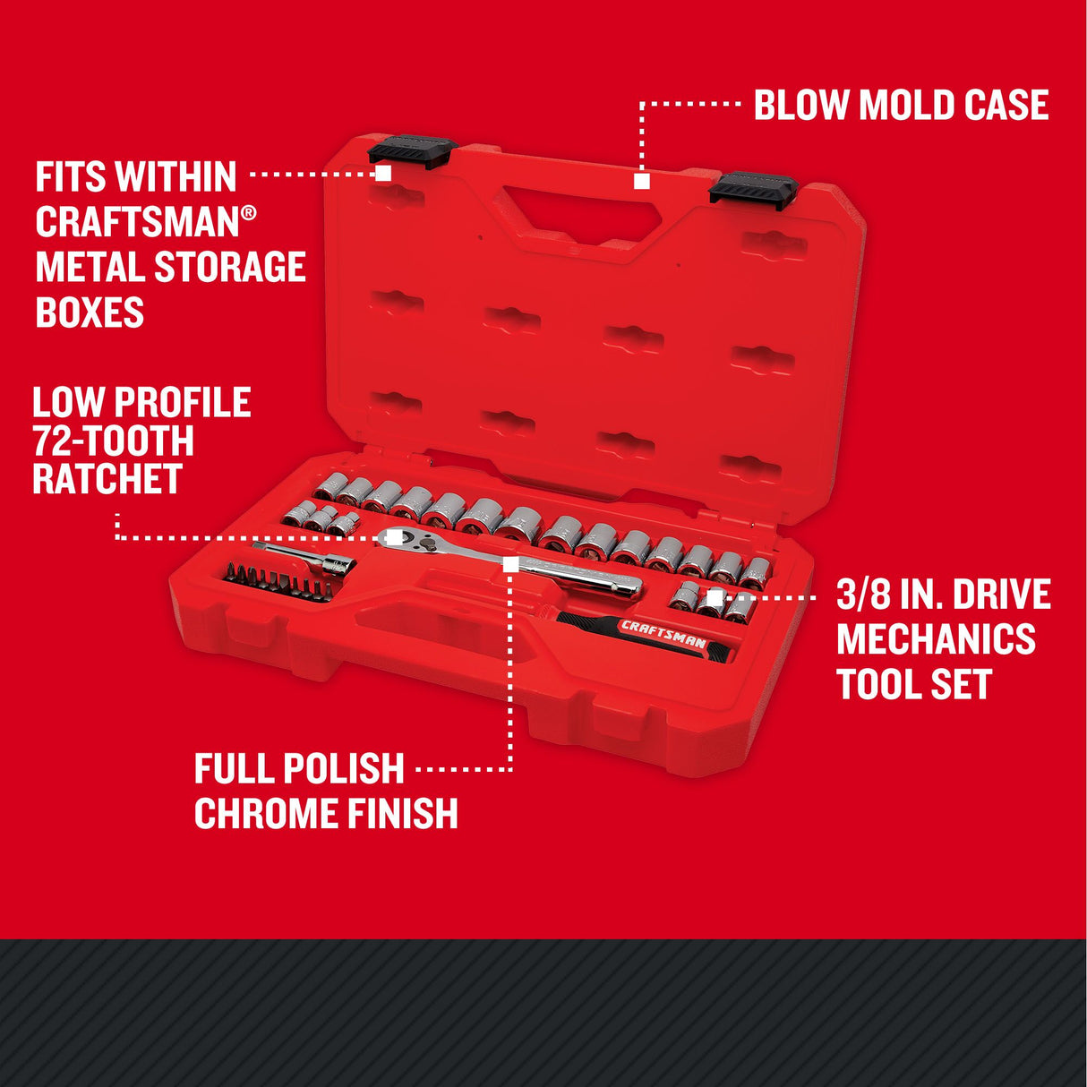 33-Piece Standard (SAE) and Metric Polished Chrome Mechanics Tool Set with Hard Case CMMT12113L