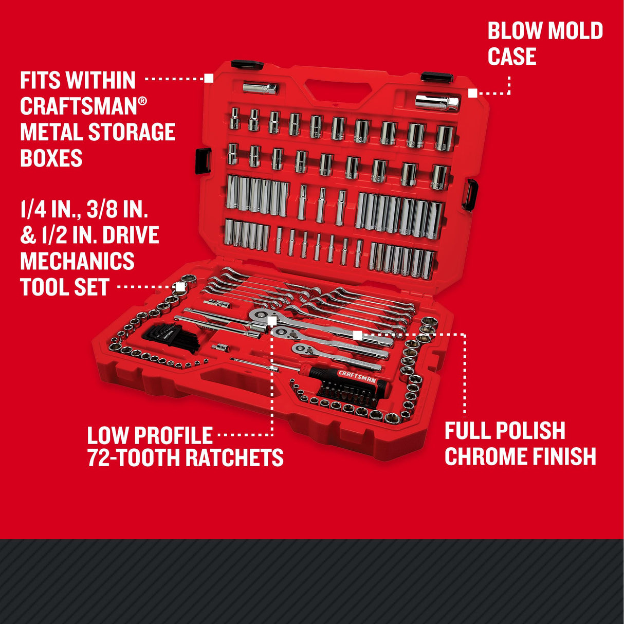 159-Piece Standard (SAE) and Metric Polished Chrome Mechanics Tool Set with Hard Case CMMT12125L