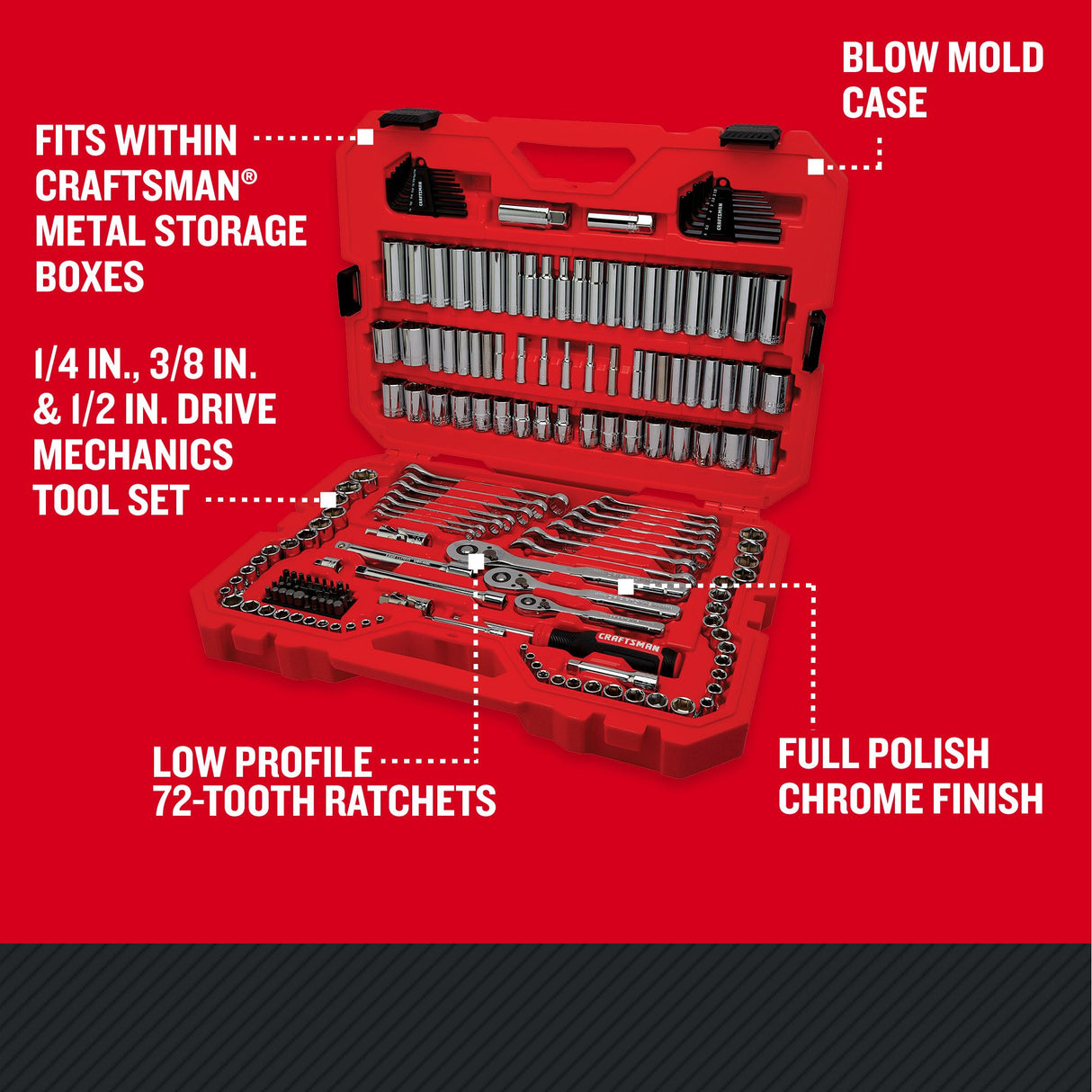 189-Piece Standard (SAE) and Metric Polished Chrome Mechanics Tool Set with Hard Case CMMT12134L