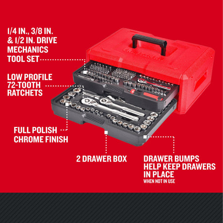 256-Piece Standard (SAE) and Metric Polished Chrome Mechanics Tool Set with Hard Case CMMT45256