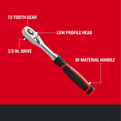 72-Tooth 3/8-in Drive Comfort Grip Handle Ratchet CMMT86822