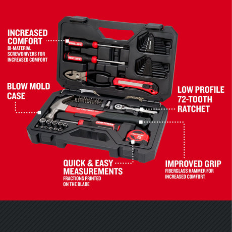 57-Piece Standard (SAE) Polished Chrome Mechanics Tool Set with Hard Case CMMT99447