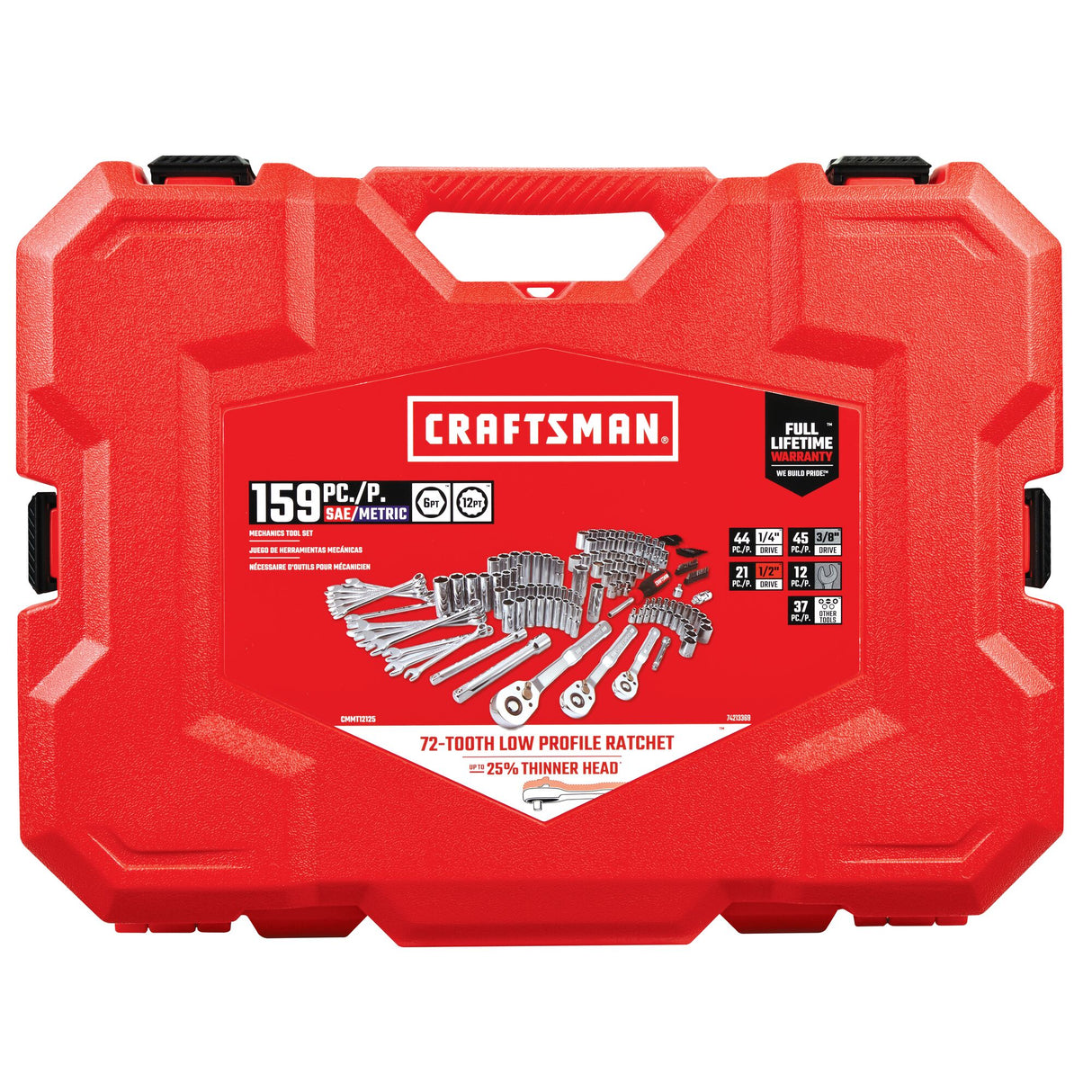 159-Piece Standard (SAE) and Metric Polished Chrome Mechanics Tool Set with Hard Case CMMT12125L