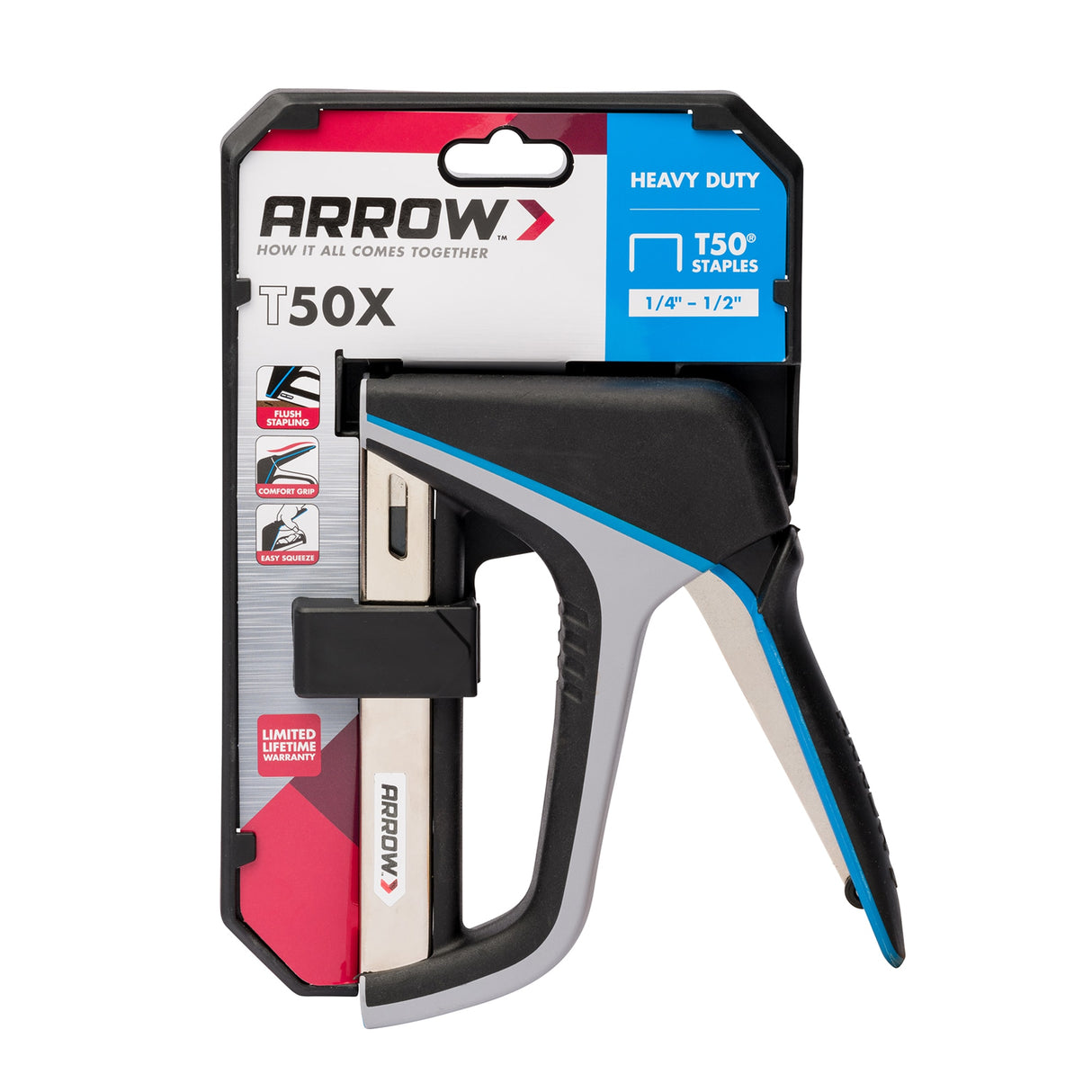 T50X Manual Staple Gun for Upholstery, Crafting, and Home Repair Projects - Heavy Duty, Soft Grip, Gray T50X