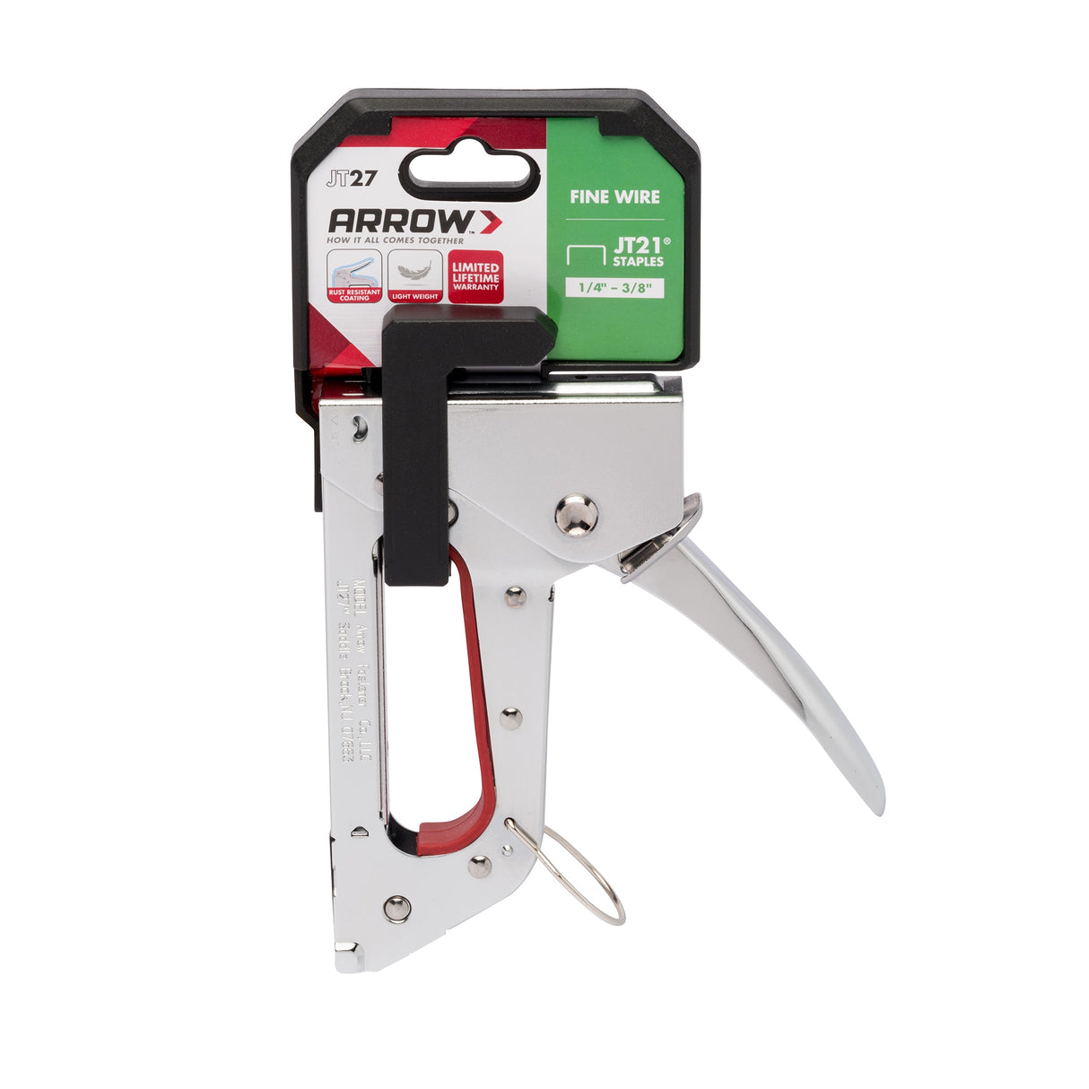 JT27 Manual Staple Gun - Chrome, Medium Crown, for Wood and Upholstery - Uses JT21 Staples JT27