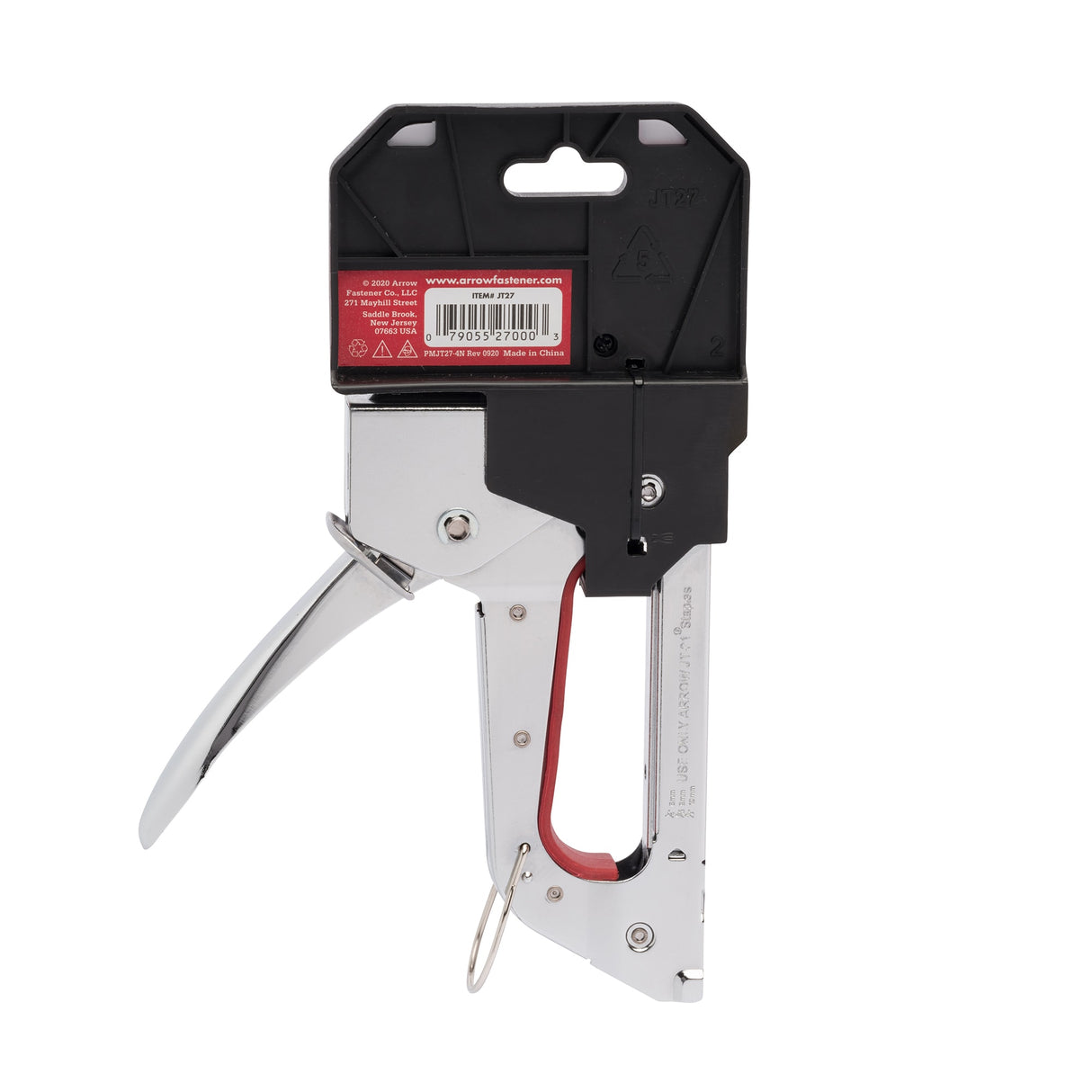 JT27 Manual Staple Gun - Chrome, Medium Crown, for Wood and Upholstery - Uses JT21 Staples JT27