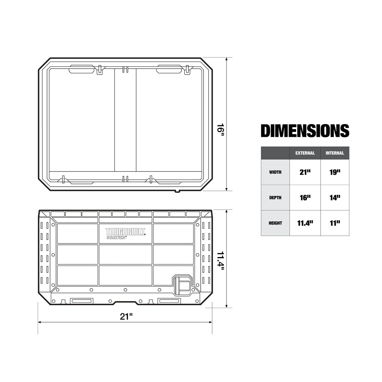 STACKTECH Crate 21-in W x 11.4-in H x 16-in D Black Plastic/Metal Tool Box TB-B1-X-50