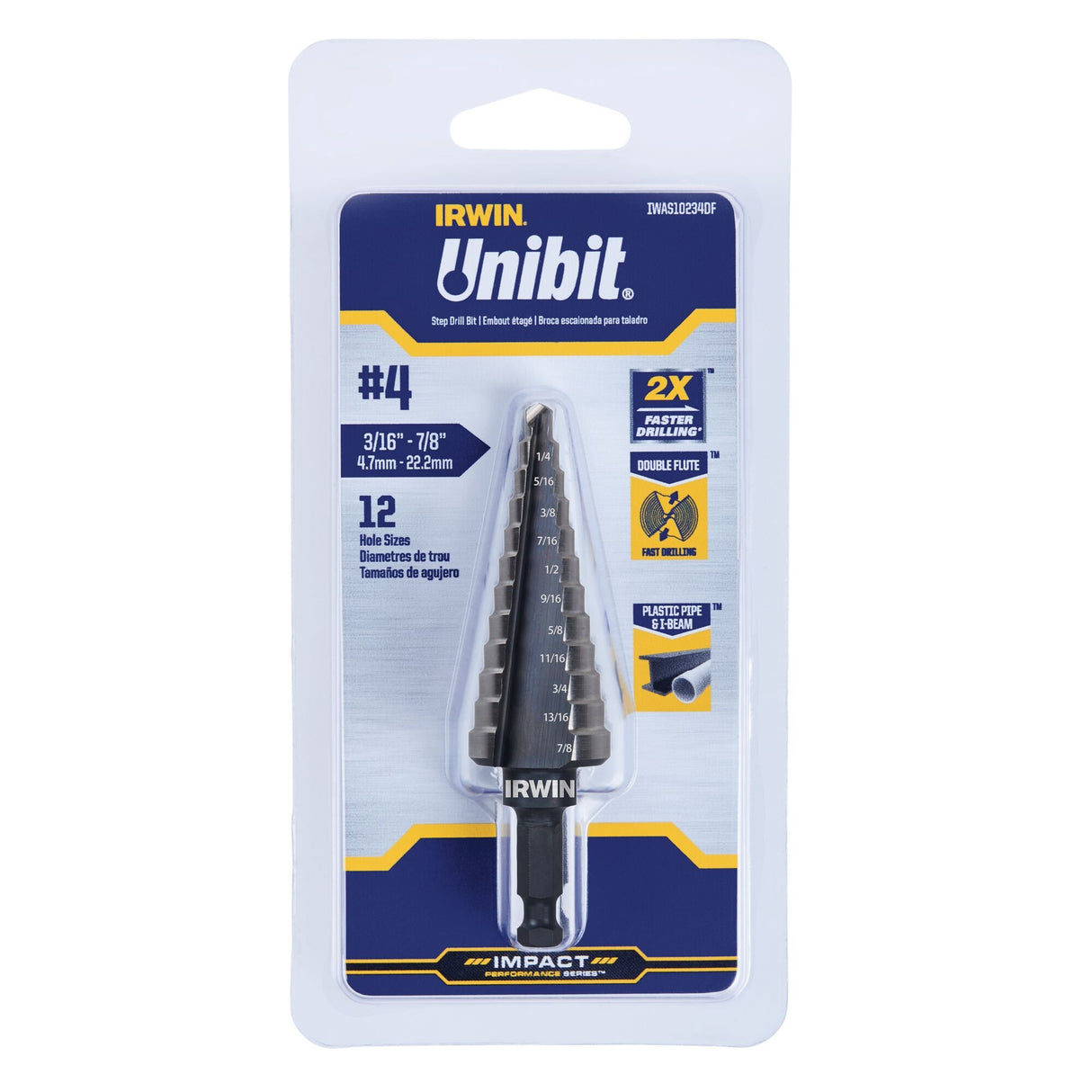 Unibit 1/4-in 12-Step Drill Bit (3/16-in to 7/8-in) IWAS10234DF