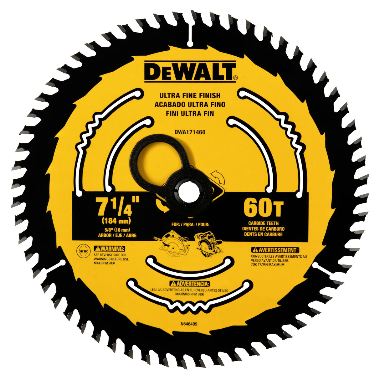 7-1/4-in 60-Tooth Fine Finish Tungsten Carbide-tipped Steel Circular Saw Blade DWA171460L