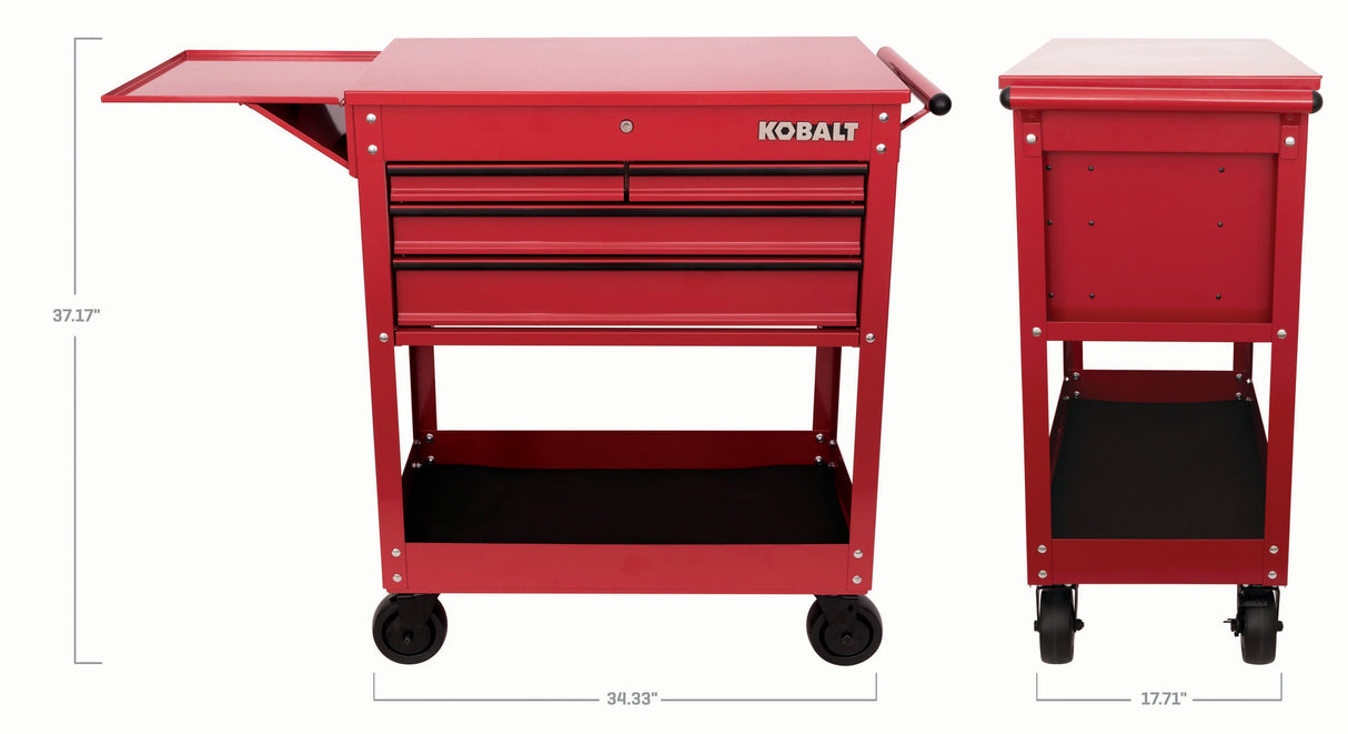 35-in W x 37.5-in H 4-Drawer Steel Rolling Tool Cabinet (Red) 53287