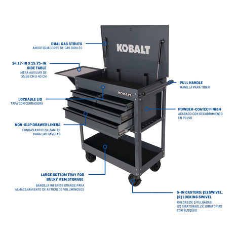 35-in W x 37.5-in H 4-Drawer Steel Rolling Tool Cabinet (Gray) 53286