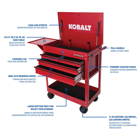 35-in W x 37.5-in H 4-Drawer Steel Rolling Tool Cabinet (Red) 53287