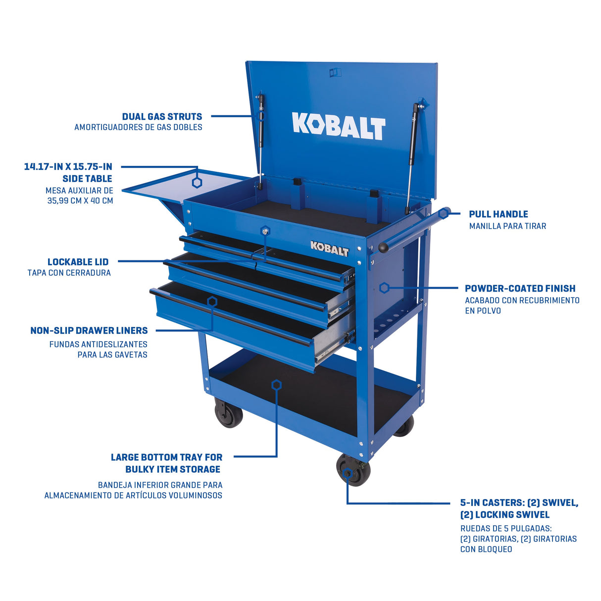 35-in W x 37.5-in H 4-Drawer Steel Rolling Tool Cabinet (Blue) 53285