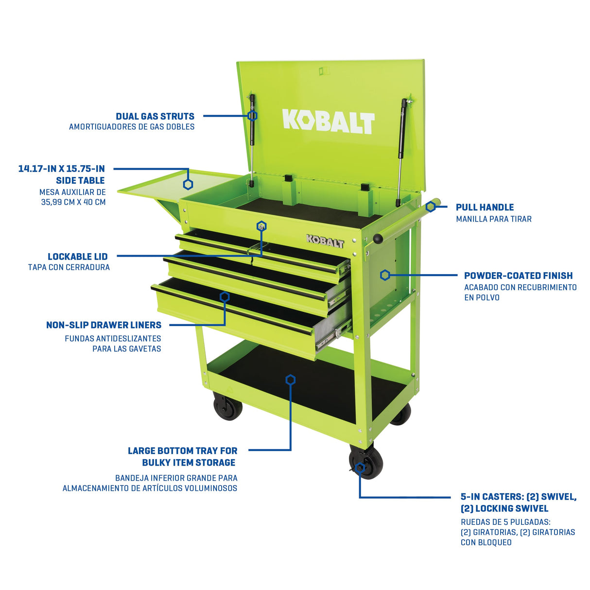 35-in W x 37.5-in H 4-Drawer Steel Rolling Tool Cabinet (Green) 53288