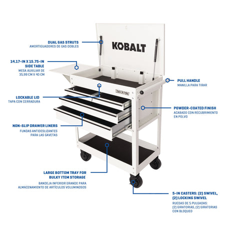 35-in W x 37.5-in H 4-Drawer Steel Rolling Tool Cabinet (White) 53289