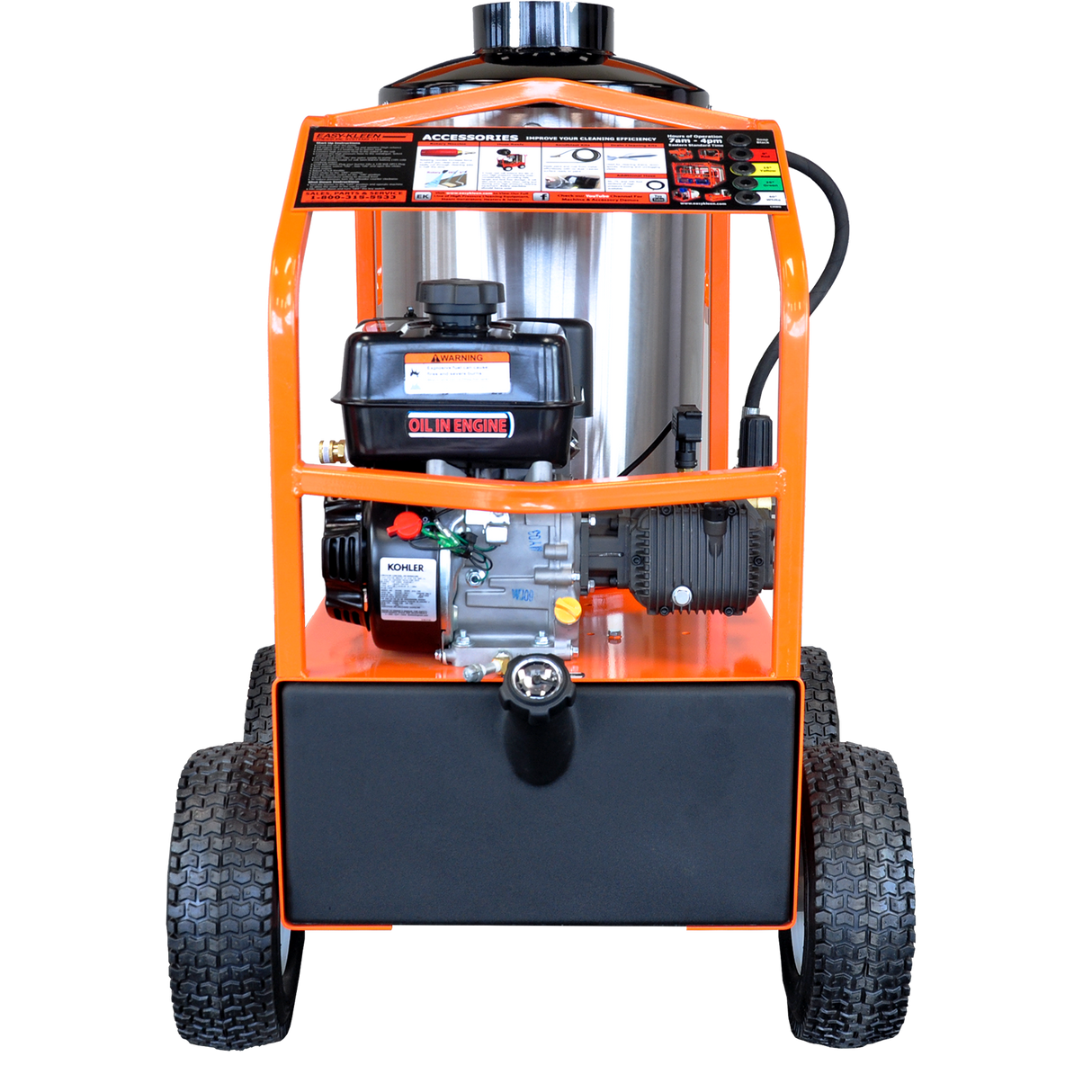 Commercial Hot Water Gasoline Oil Fired 2700 PSI 3-GPMs Hot Water Gas Pressure Washer with 5 Spray Tips EZO2703G