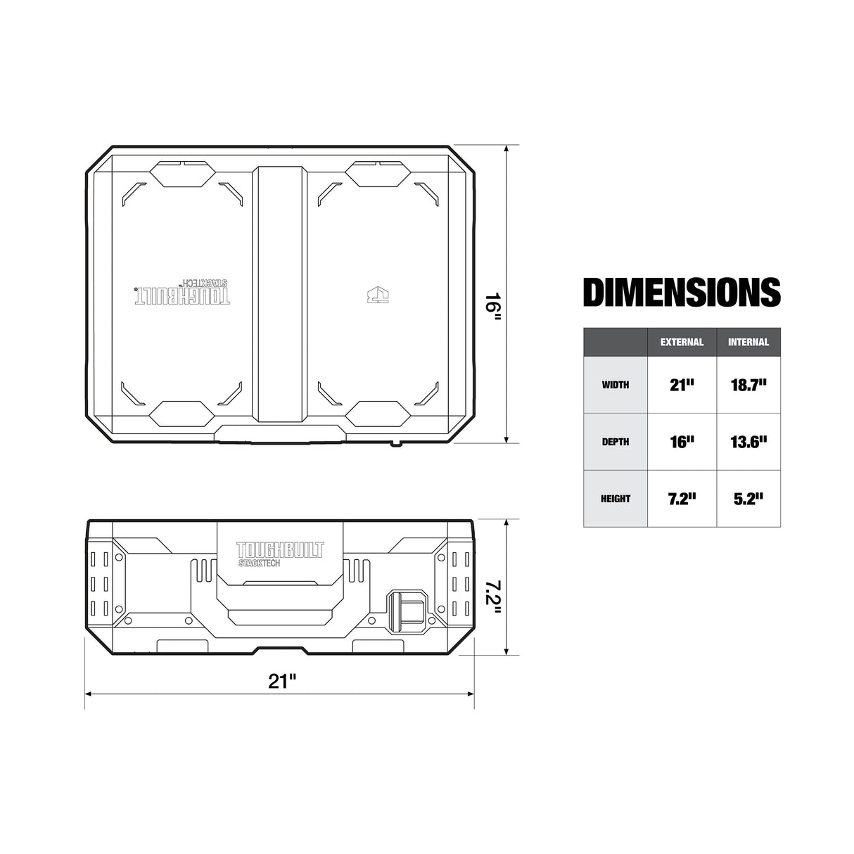 STACKTECH 21-in W x 7.2-in H x 16-in D Black Plastic/Metal Tool Box TB-B1-B-30