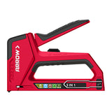 Heavy Duty Manual Staple Gun, 5-In-1, Soft Grip, Red, For Use on Carpet, Rugs, Upholstery, Wood - Compatible with T50, JT21, T25, BN18, PT23G T501