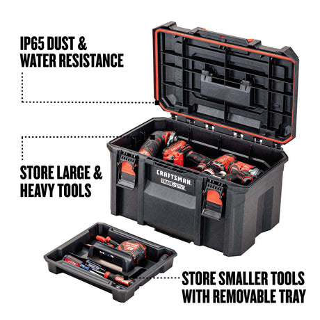 TRADESTACK System 21.625-in W x 12.125-in H x 14.625-in D Black Structural Foam Tool Box CMST21430