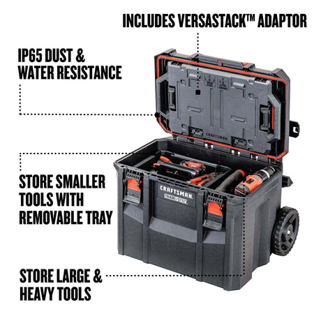 TRADESTACK System 22.5-in W x 23.625-in H x 18-in D Black Structural Foam Rolling Tool Box CMST21445