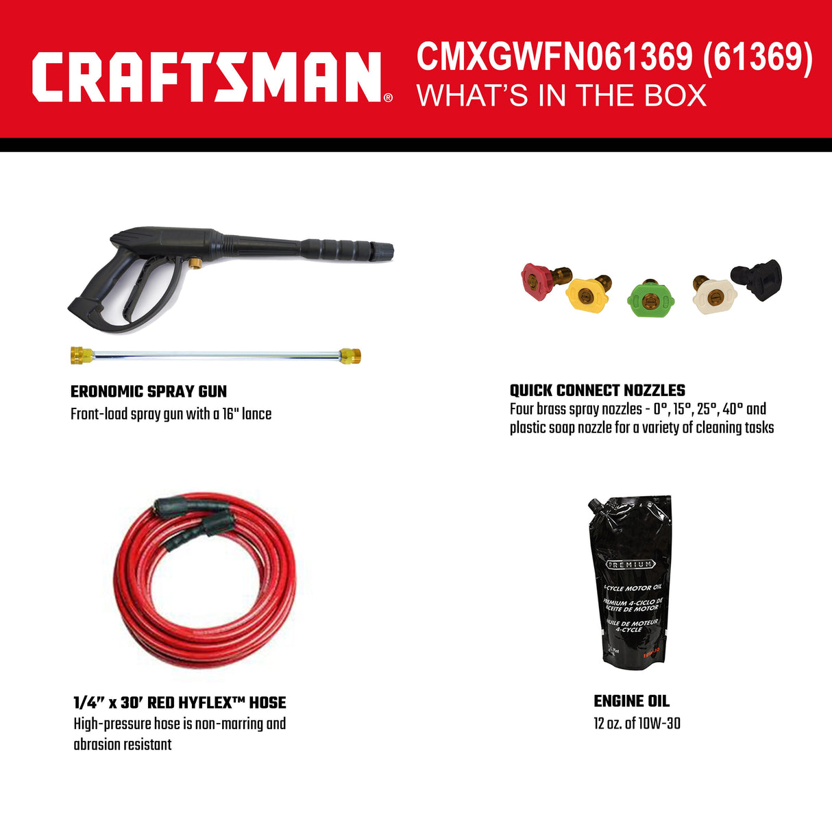 Craftsman (49-State) 3400 PSI 2.4-GPM Cold Water Gas Pressure Washer with 5 Spray Tips CMXGWFN061369