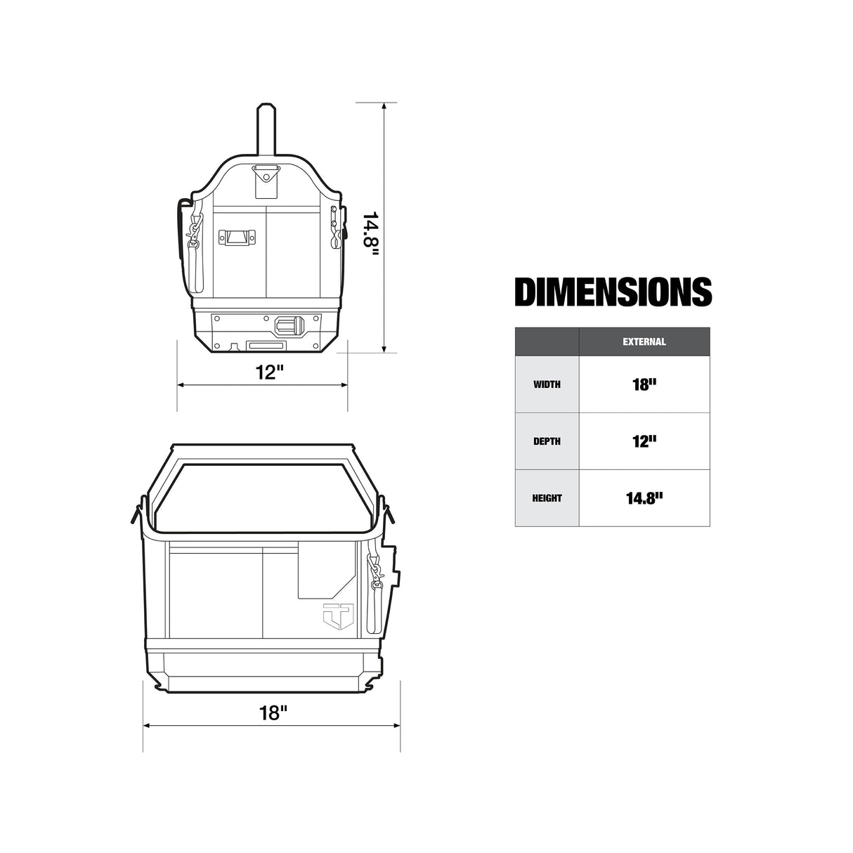 STACKTECH Black Polyester 18-in Tool Tote TB-B1-S-80C