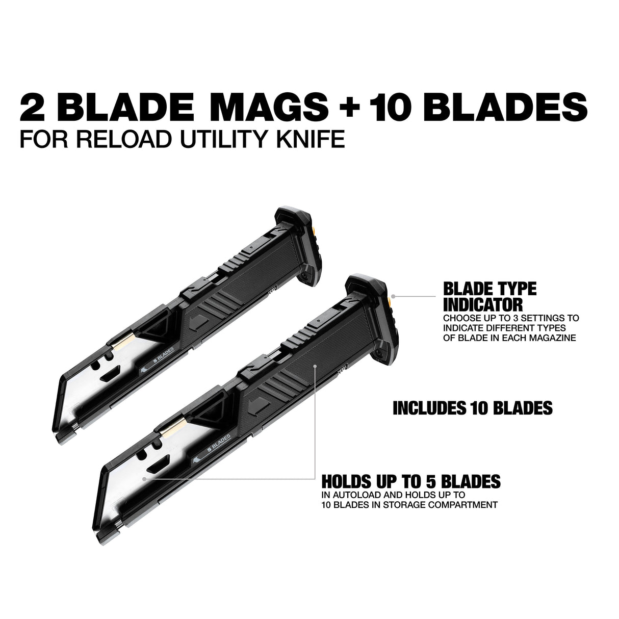 2 Reload Utility Blade Magazines Carbon Steel Utility Razor Blade(10-Pack) TOU-TB-H4S2-03-M