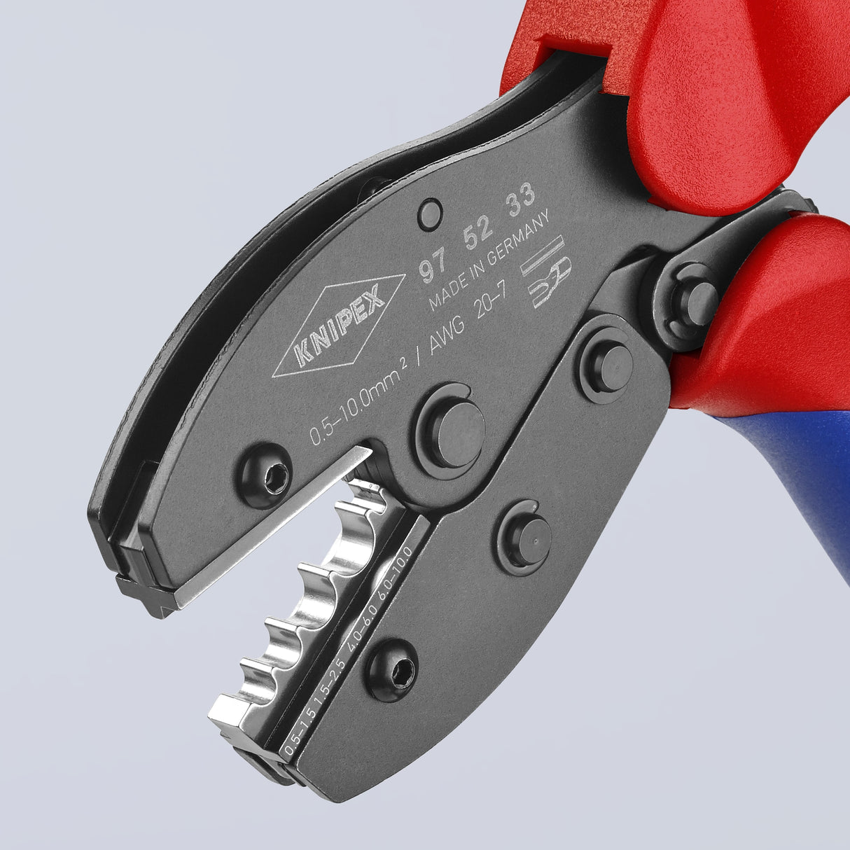 Comfort Grip Crimping Pliers 8.55-in Red Electrical Crimping Pliers for Non-Insulated Terminals and Connectors 97 52 33