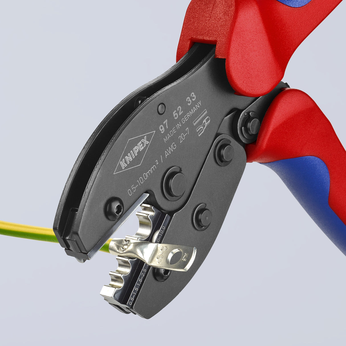 Comfort Grip Crimping Pliers 8.55-in Red Electrical Crimping Pliers for Non-Insulated Terminals and Connectors 97 52 33