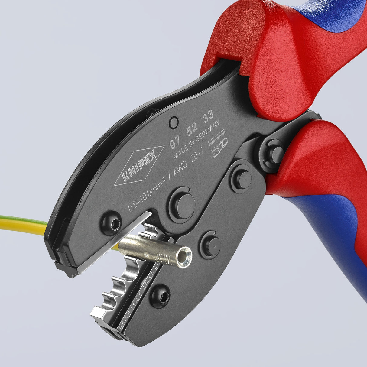 Comfort Grip Crimping Pliers 8.55-in Red Electrical Crimping Pliers for Non-Insulated Terminals and Connectors 97 52 33