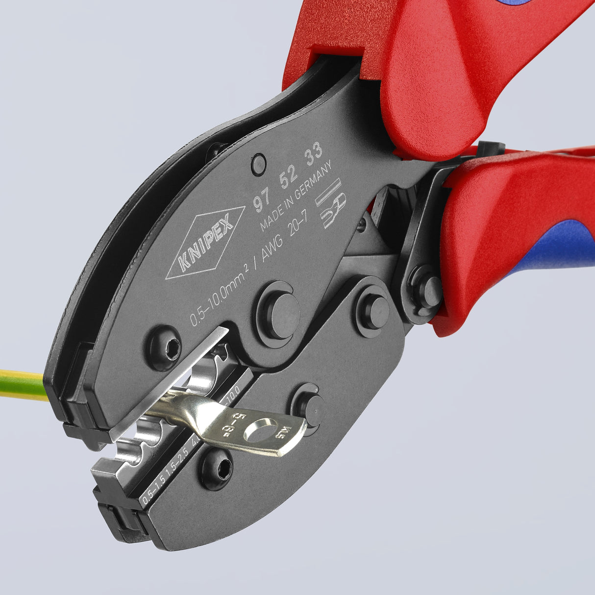 Comfort Grip Crimping Pliers 8.55-in Red Electrical Crimping Pliers for Non-Insulated Terminals and Connectors 97 52 33