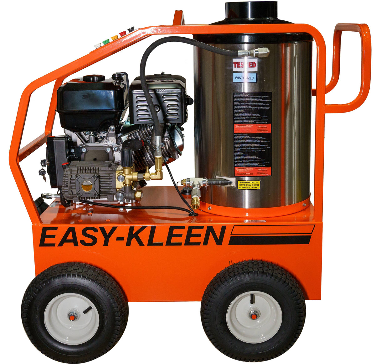 Commercial Hot Water Gasoline Oil Fired 4000 PSI 3.5-GPMs Hot Water Gas Pressure Washer with 5 Spray Tips EZO4035GLEK120